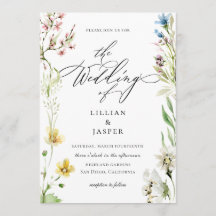 Elegante Wildblume Frame Calligrafy Wedding