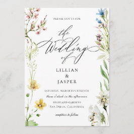 Elegante Wildblume Frame Calligrafy Wedding Einladung