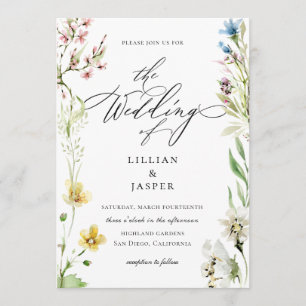 Elegante Wildblume Frame Calligrafy Wedding Einladung