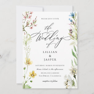 Elegante Wildblume Frame Calligrafy Wedding Einladung