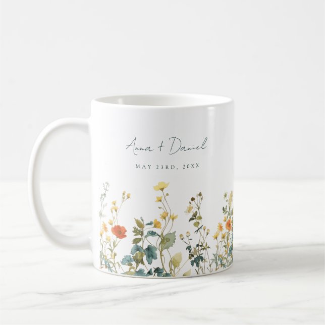 Elegante Wildblume Gastgeschenk Hochzeit Kaffeetasse (Links)