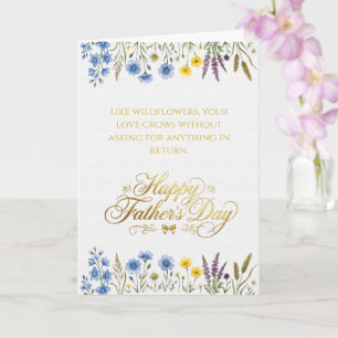 Elegante Wildblume Gold Vatertag Papa Karte