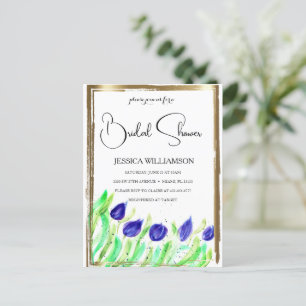 Elegante Wildblume Golden Bridal Dusche Einladung Postkarte