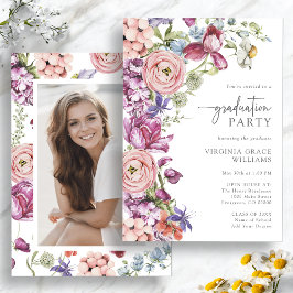 Elegante Wildblume Graduation Party Einladung