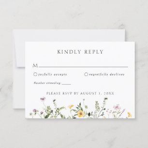 Elegante Wildblume Grüne Hochzeit RSVP Reaktion Einladung