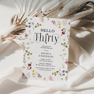 Elegante Wildblume 'Hallo Dreißig' 30. Geburtstag Einladung