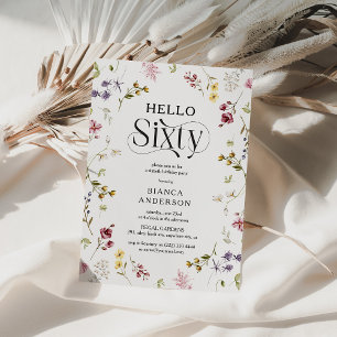 Elegante Wildblume 'Hello Sixty' 60. Geburtstag Einladung