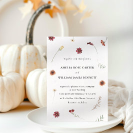 Elegante Wildblume Herbst Hochzeit im Herbst Einladung