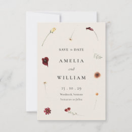 Elegante Wildblume Herbst Hochzeit im Herbst Save The Date