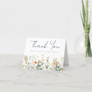 Elegante Wildblume Hochzeit Dankeskarte