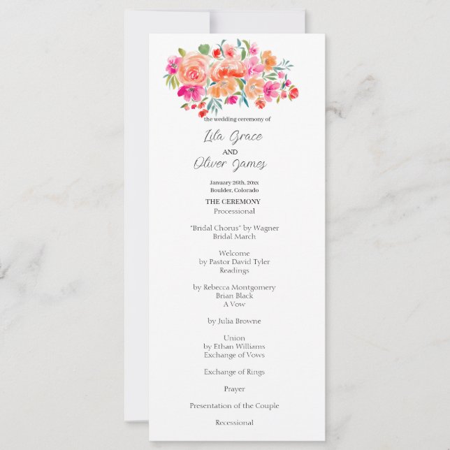 Elegante Wildblume Hochzeit Einladung (Vorderseite)