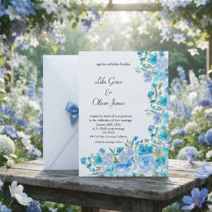 Elegante Wildblume Hochzeit Einladung