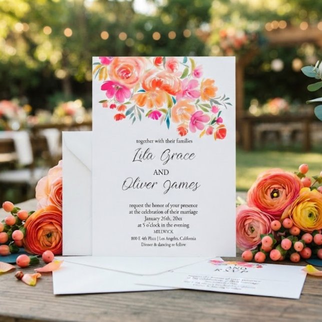 Elegante Wildblume Hochzeit Einladung (Von Creator hochgeladen)