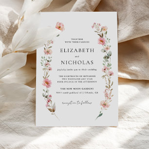 Elegante Wildblume Hochzeit Einladung
