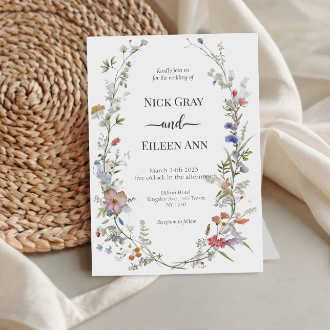 Elegante Wildblume Hochzeit Einladung (Elegant Wildflower Wedding Invitation)
