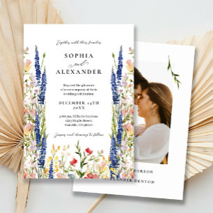 Elegante Wildblume Hochzeit Einladung