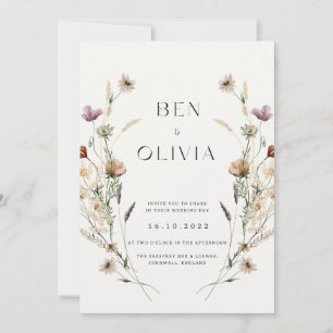 Elegante Wildblume Hochzeit Einladung
