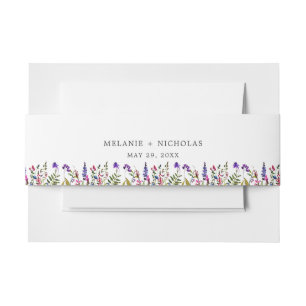 Elegante Wildblume Hochzeit Einladungsbanderole
