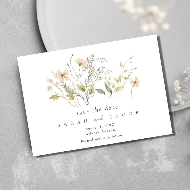 Elegante Wildblume Hochzeit im Freien Save The Date (Elegant Wildflower Outdoor Wedding Save The Date)