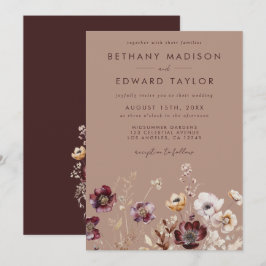 Elegante Wildblume Hochzeit im Herbst Einladung