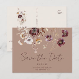 Elegante Wildblume Hochzeit im Herbst Save the Dat Postkarte