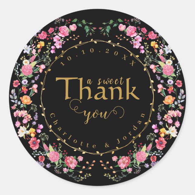 Elegante Wildblume Hochzeit im Wilhelm Garten Runder Aufkleber (Vorderseite)