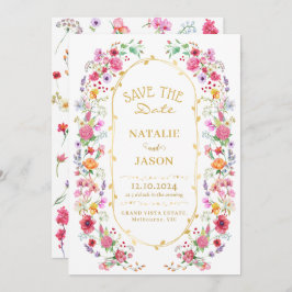 Elegante Wildblume Hochzeit im Wilhelm Garten Save The Date