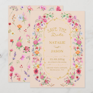 Elegante Wildblume Hochzeit im Wilhelm Garten Save The Date
