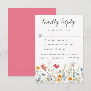 Elegante Wildblume Hochzeit RSVP Karte