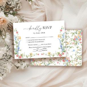 Elegante Wildblume Hochzeit RSVP Karte