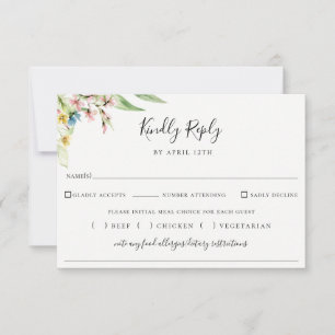 Elegante Wildblume Hochzeit RSVP Karte