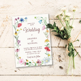 Elegante Wildblume Hochzeit rustikale Flora Einladung