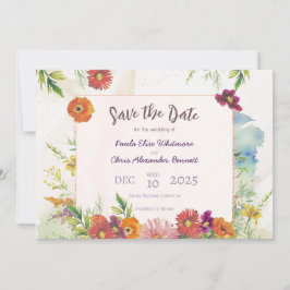 Elegante Wildblume Hochzeit Save The Date