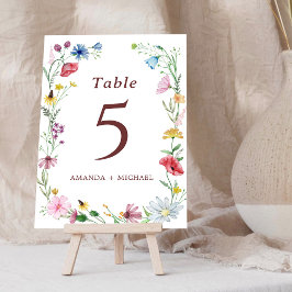Elegante Wildblume Hochzeit Tischnummer