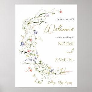 Elegante Wildblume Hochzeit Willkommen Poster