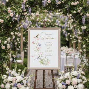 Elegante Wildblume Hochzeit Willkommen Poster