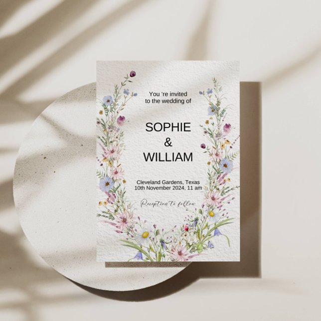 Elegante Wildblume Hochzeitssammlung Einladung (Von Creator hochgeladen)