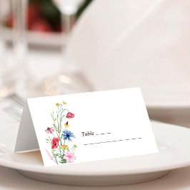 Elegante Wildblume Hochzeitstorte Platzkarte