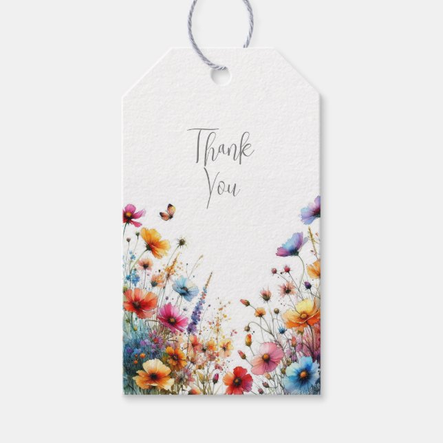 Elegante Wildblume im Blumen Geburtstag Geschenkanhänger (Vorderseite)