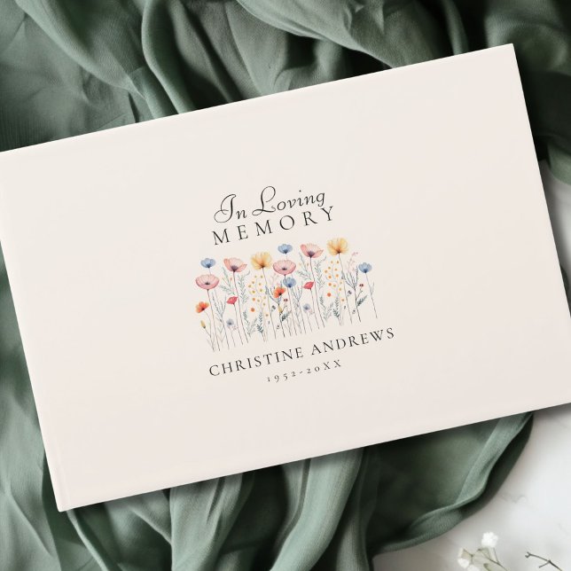 Elegante, Wildblume "in Love Memory" Beerdigung Gästebuch (Elegant, Wildflower "In Loving Memory" Funeral Guest Book)