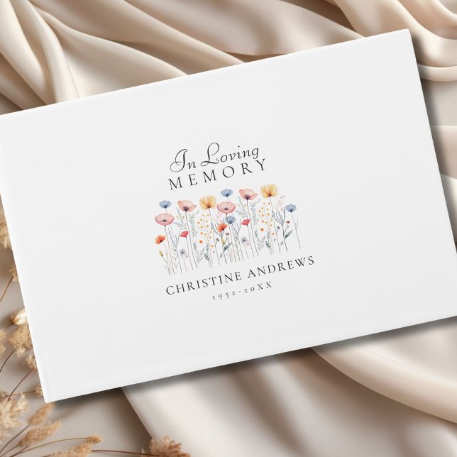 Elegante, Wildblume "in Love Memory" Beerdigung Gästebuch (Elegant, Wildflower "In Loving Memory" Funeral Guest Book)