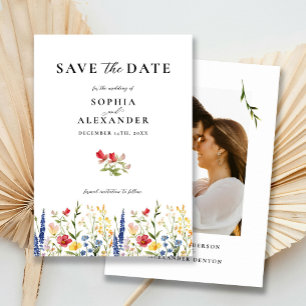 Elegante Wildblume Klassisch Save the Date Einladung