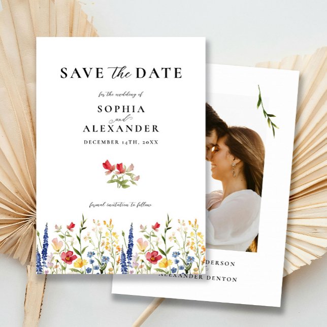 Elegante Wildblume Klassisch Save the Date Einladung (Von Creator hochgeladen)