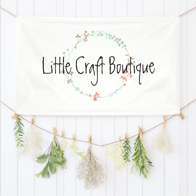 Elegante Wildblume Kunst, Dichtung und Musik Banner (Elegant Wildflower Line Art Wreath Banner)