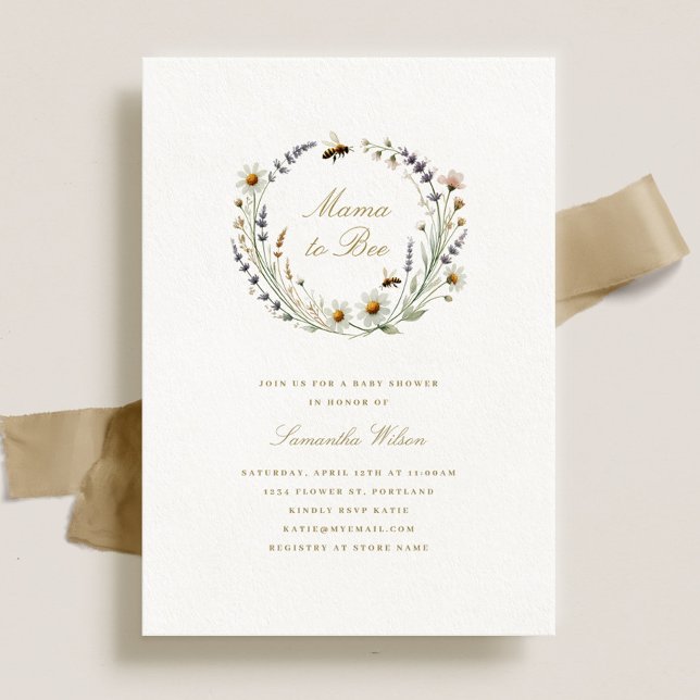 Elegante Wildblume Mama to Bee Baby Shower Einladung (Von Creator hochgeladen)