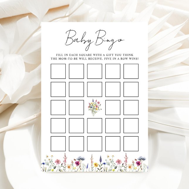 Elegante Wildblume Meadow Baby Shower Bingo Card (Von Creator hochgeladen)