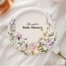Elegante Wildblume Meadow Baby Shower Pappteller