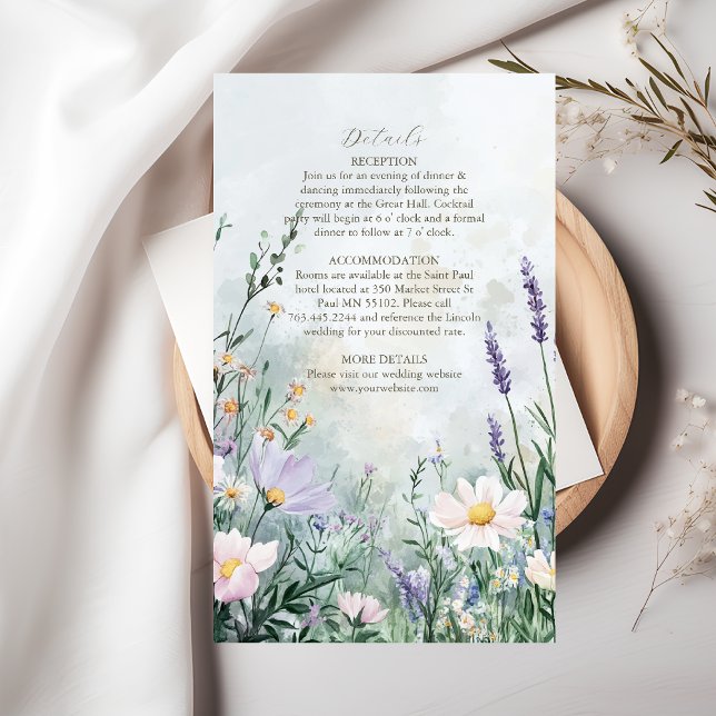 Elegante Wildblume Meadow Blush Pink Wedding Begleitkarte (Von Creator hochgeladen)