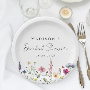Elegante Wildblume Meadow Brautparty Pappteller