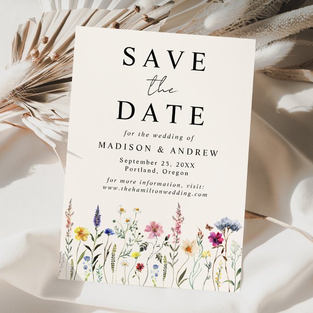 Elegante Wildblume Meadow Cream Wedding Save The Date (Von Creator hochgeladen)